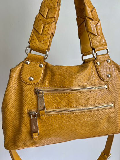 Cole Haan Yellow Snakeskin Shoulder Bag
