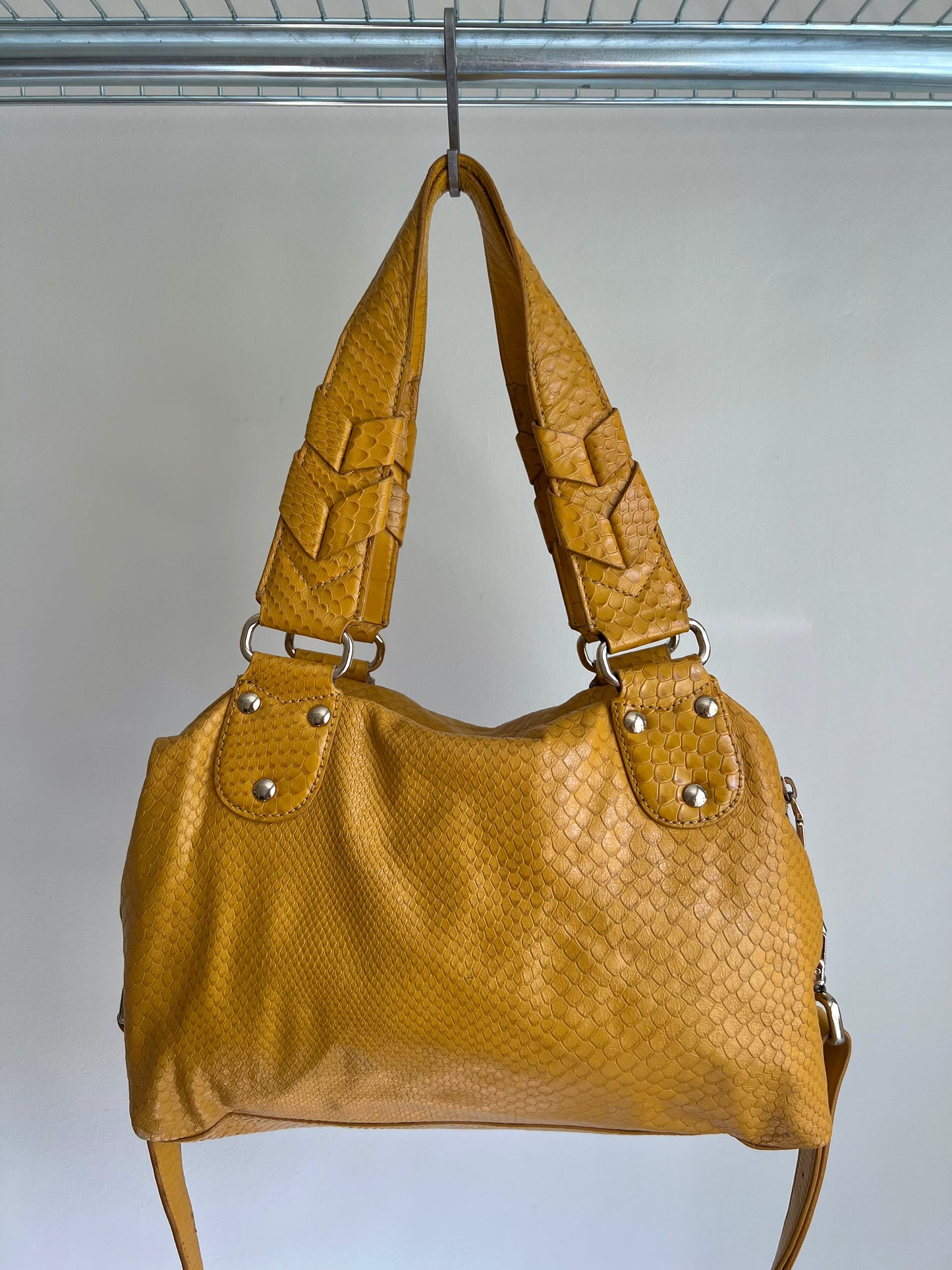 Cole Haan Yellow Snakeskin Shoulder Bag