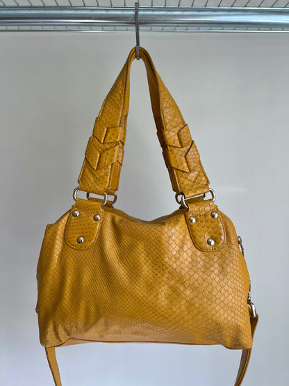 Cole Haan Yellow Snakeskin Shoulder Bag