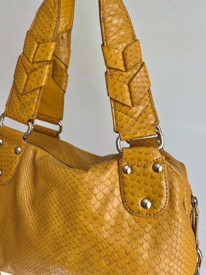 Cole Haan Yellow Snakeskin Shoulder Bag