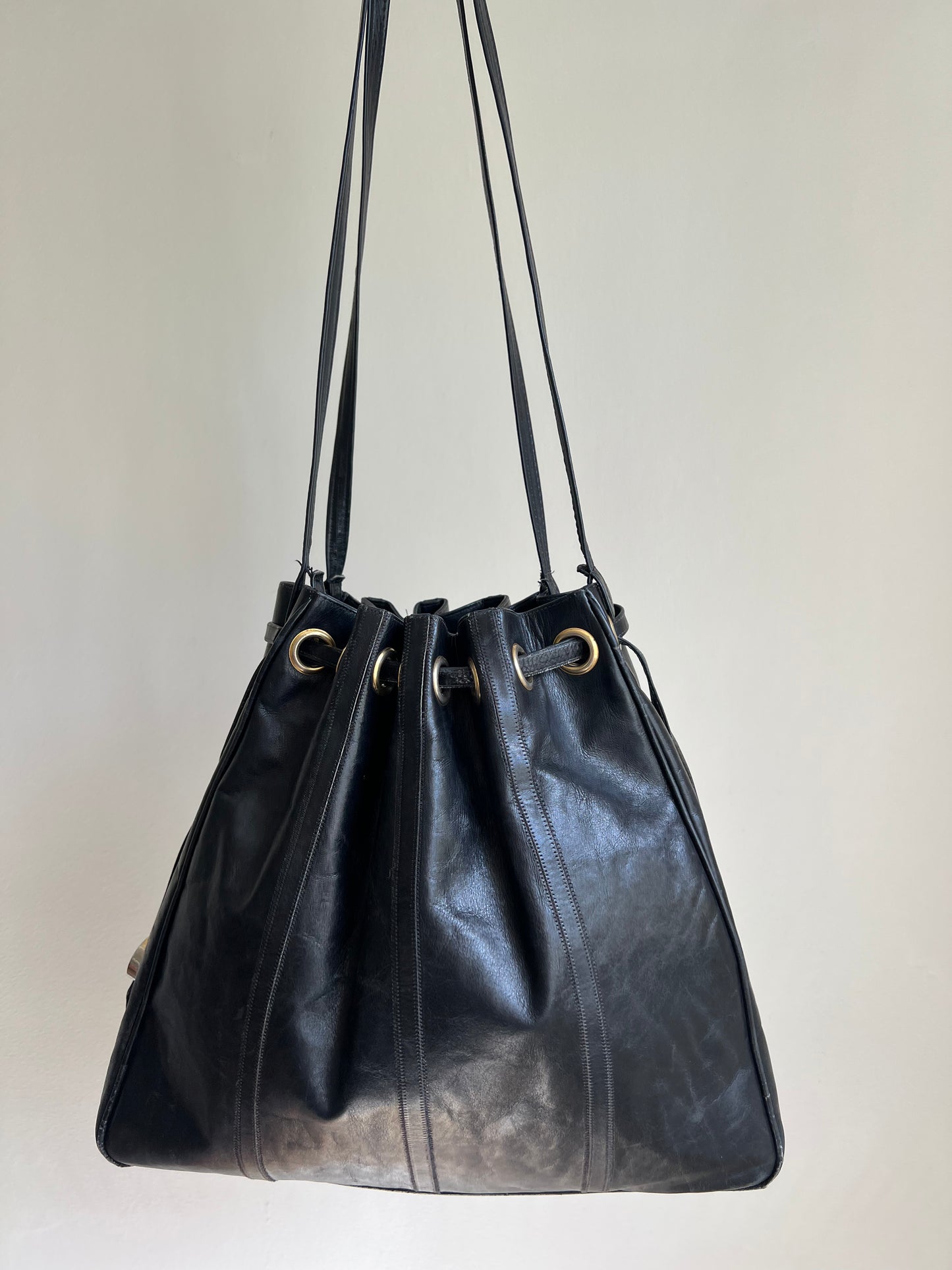 Black Drawstring Shoulder Bag