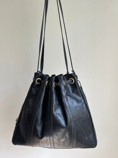 Black Drawstring Shoulder Bag