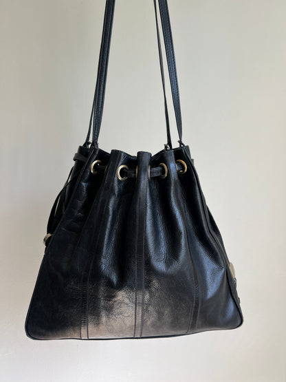 Black Drawstring Shoulder Bag