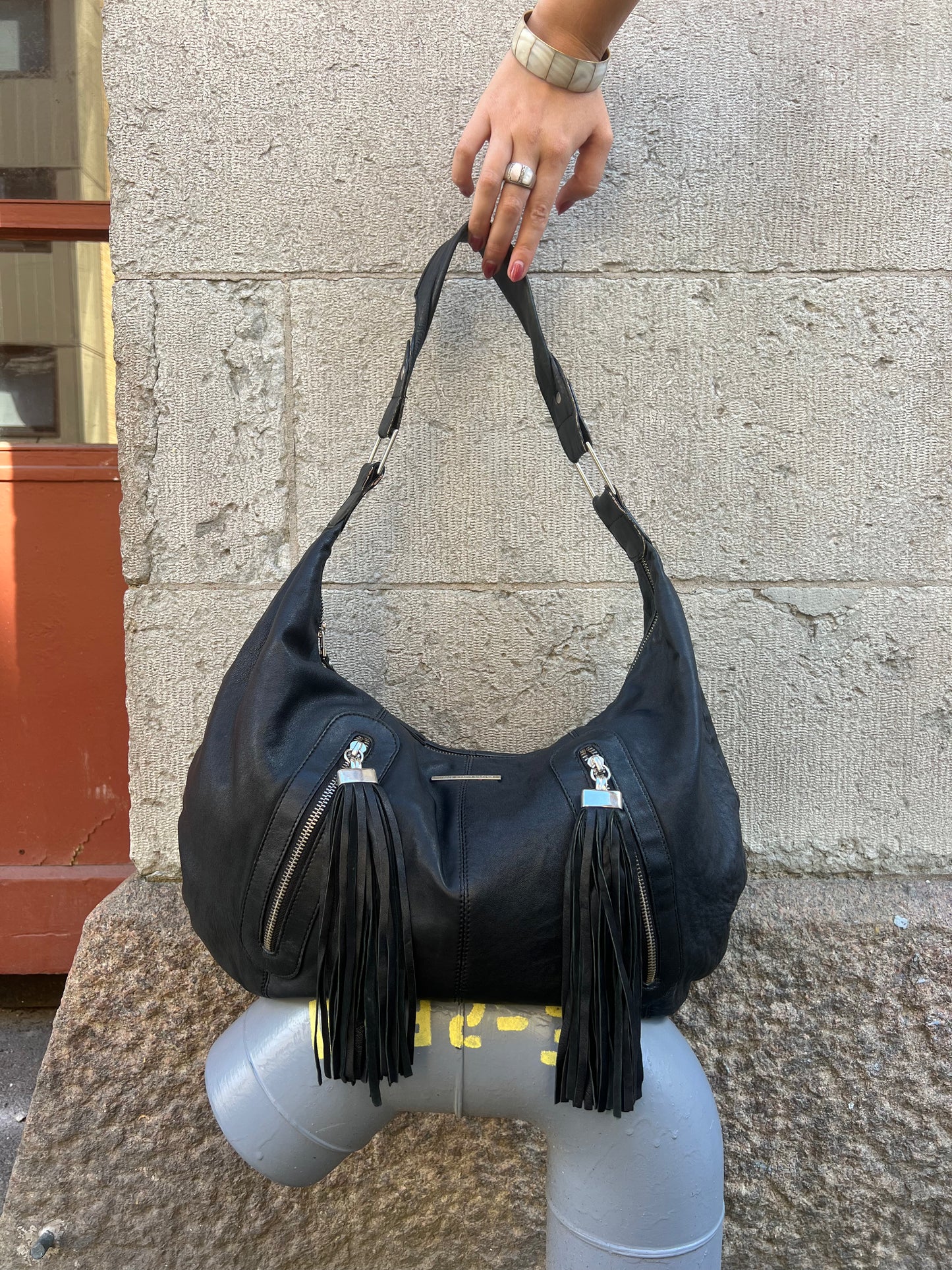 Black Tassel Hobo Shoulder Bag