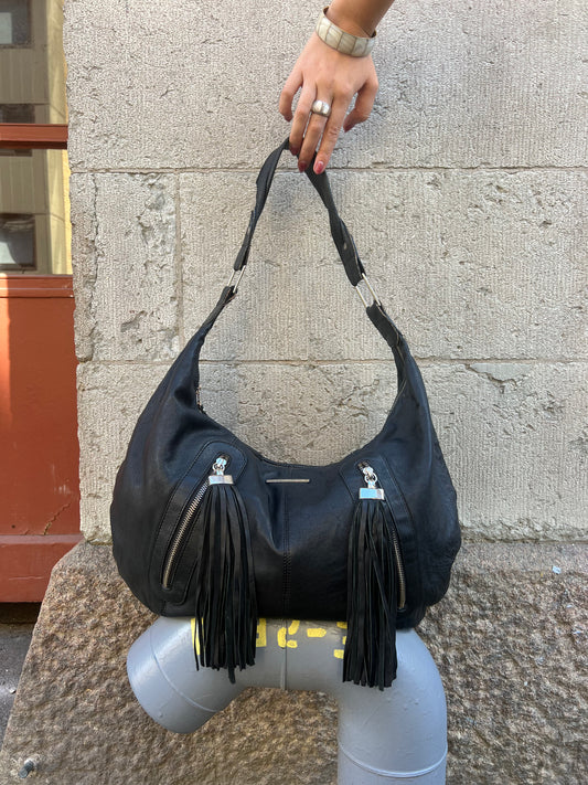 Black Tassel Hobo Shoulder Bag