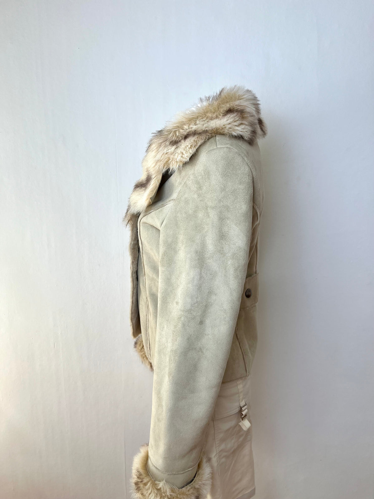 Beige Faux Fur Trim Jacket