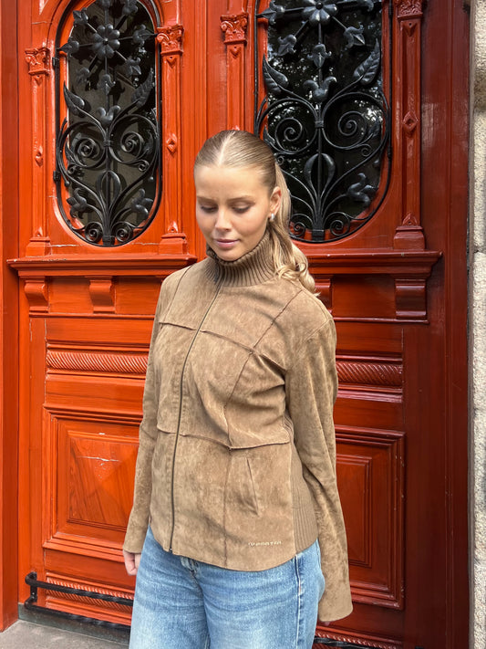 Brown Ribbed Detail Jacket