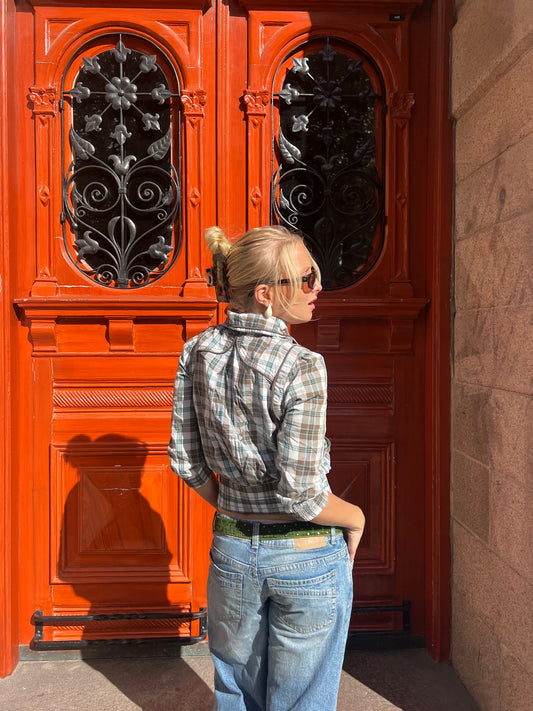 Plaid 3/4 Sleeve Jacket