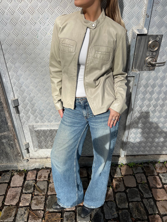 Beige Leather Jacket