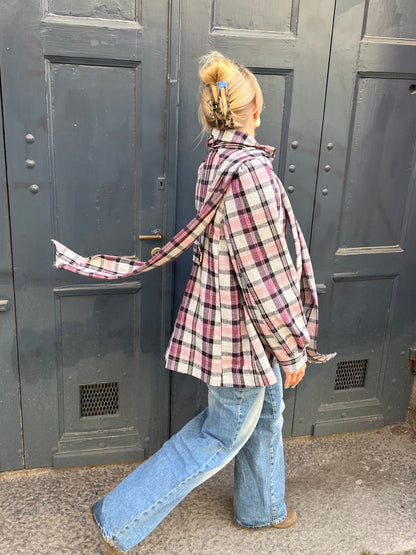 Plaid Scarf Detail Coat