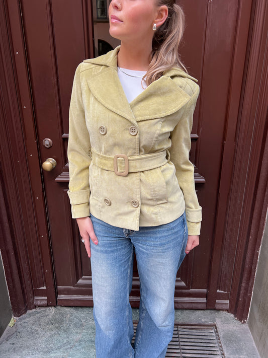 Light Green Corduroy Belted Jacket