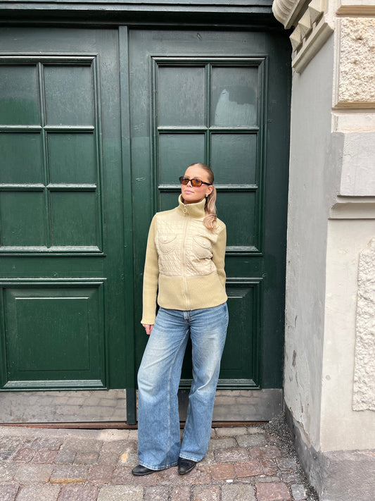 Beige Knit and Padded Jacket