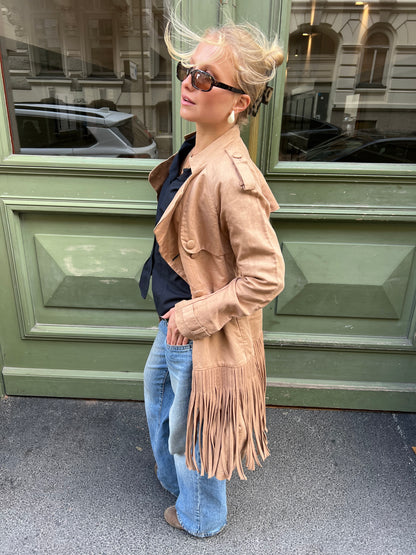 Tan Fringe Trench Coat