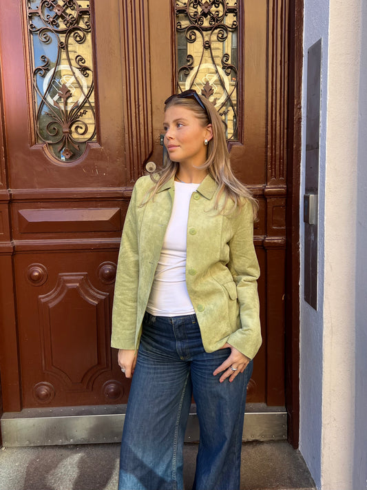 Green Suede-Look Jacket