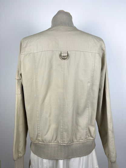 Beige Ribbed Collar Jacket