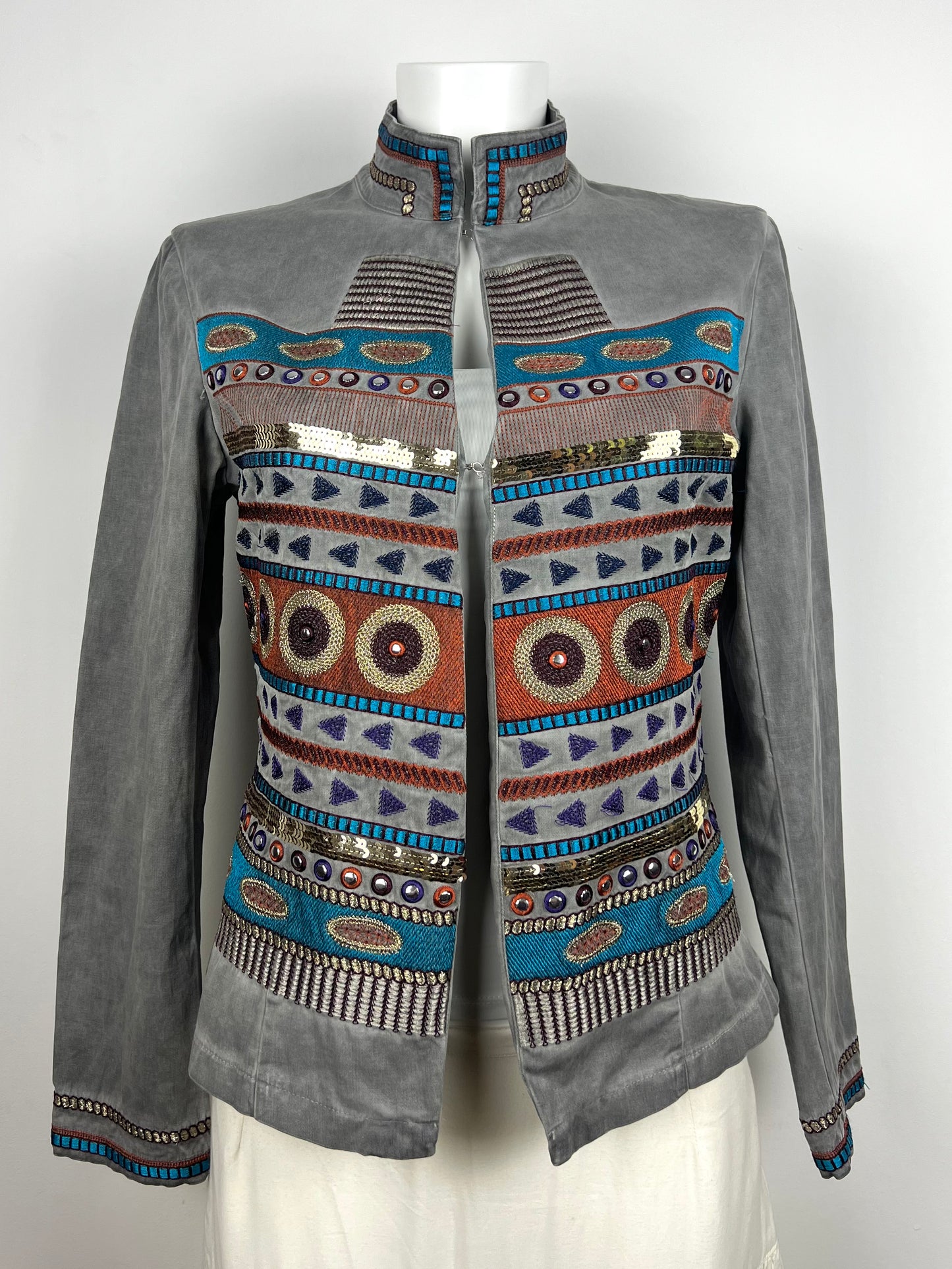 Grey Embroidered Sequin Jacket