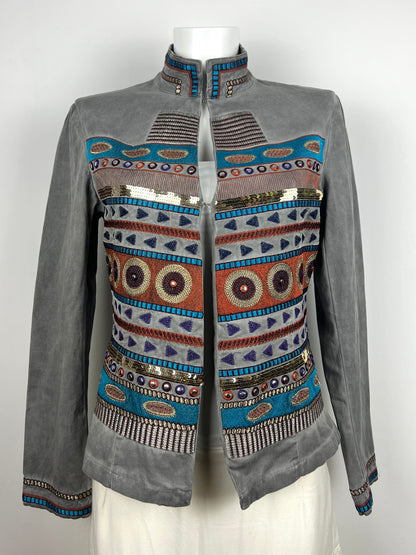 Grey Embroidered Sequin Jacket