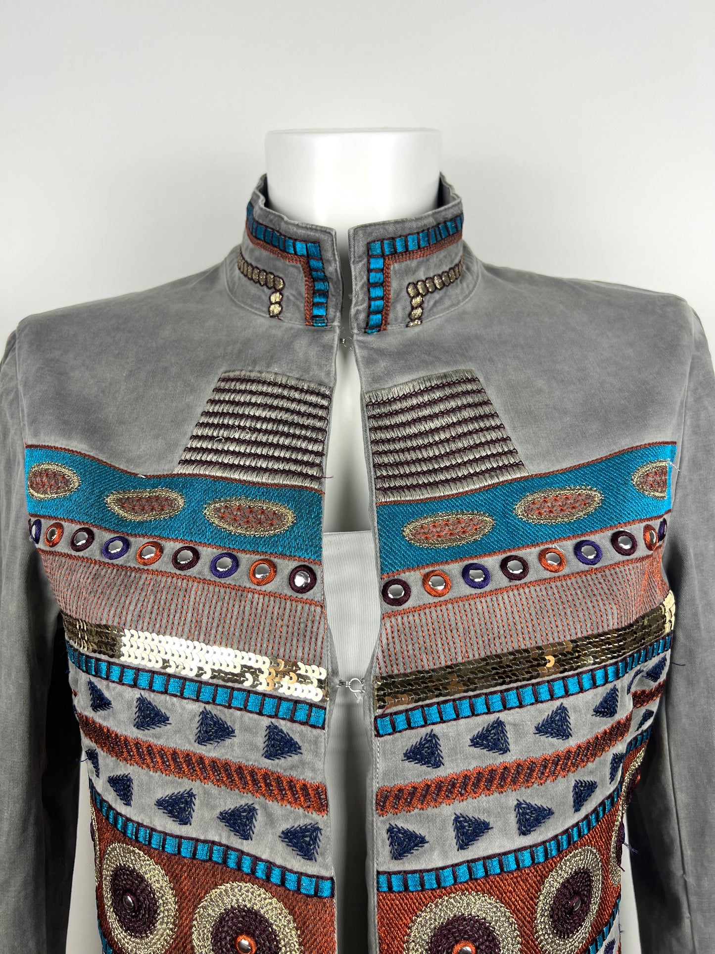 Grey Embroidered Sequin Jacket