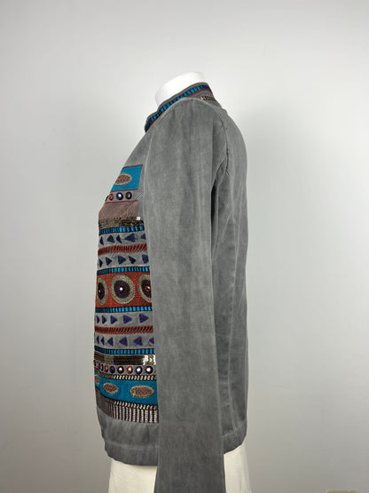 Grey Embroidered Sequin Jacket