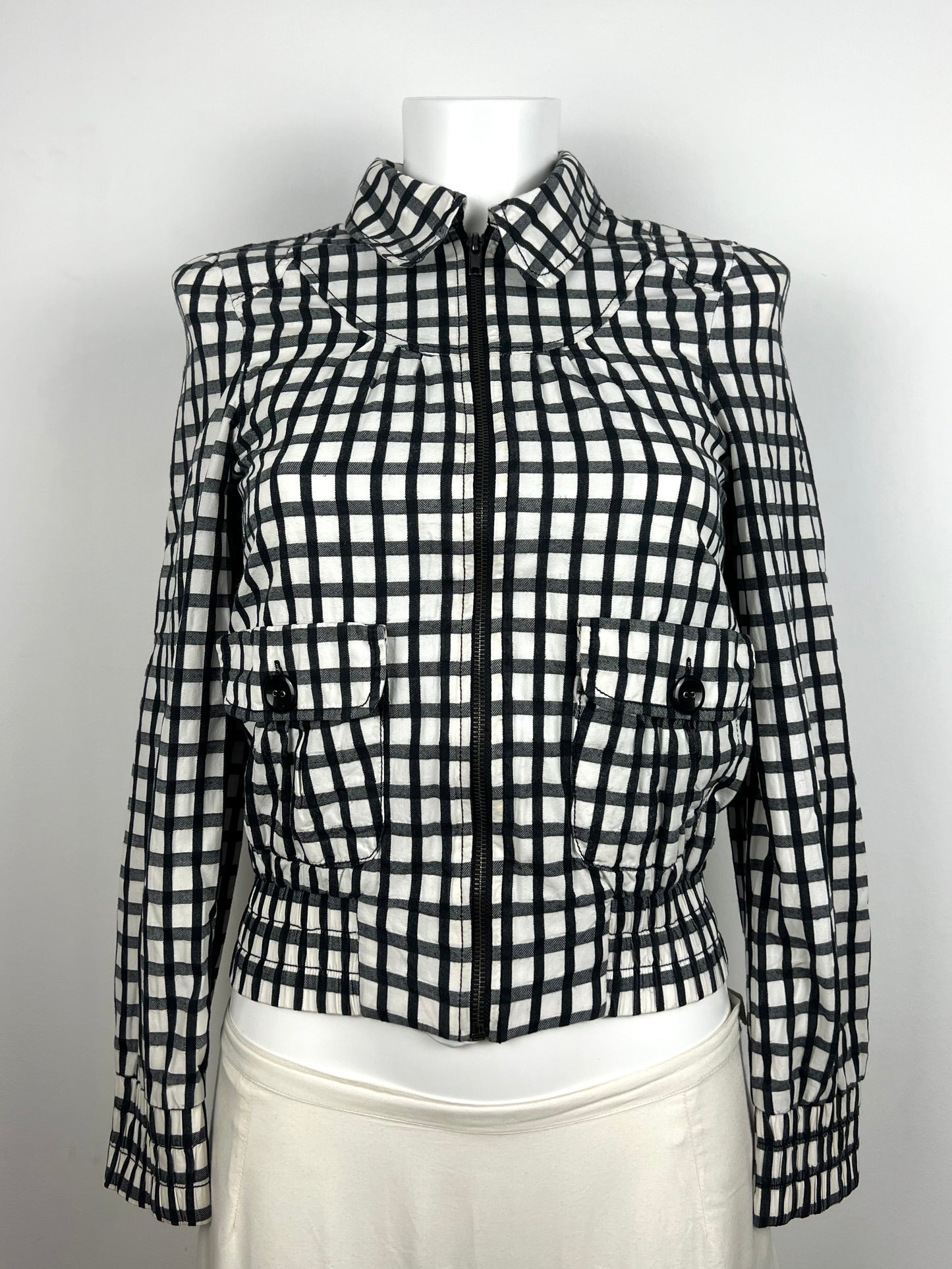 Black & White Checkered Cropped Jacket
