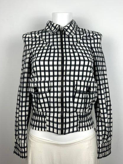 Black & White Checkered Cropped Jacket