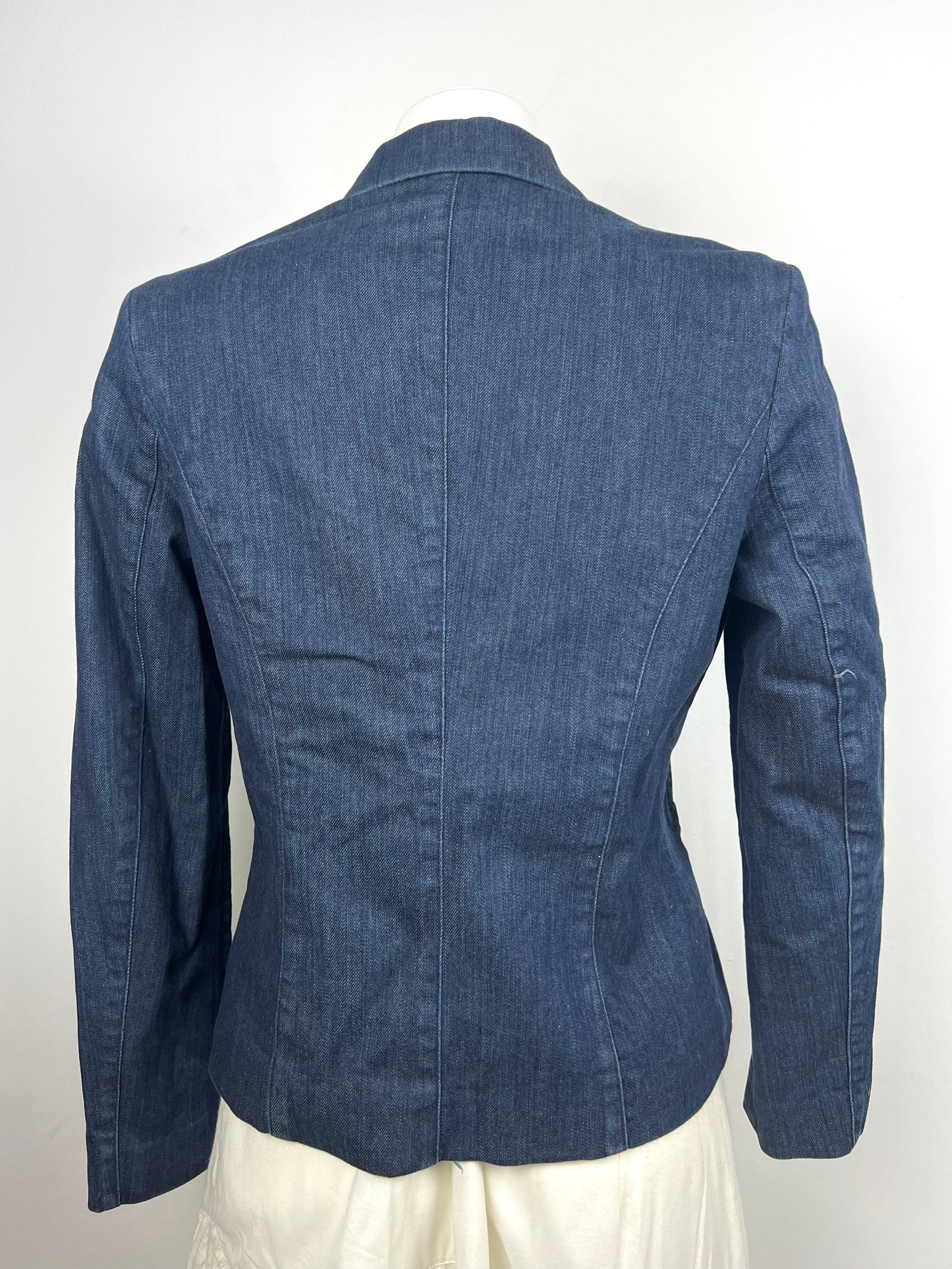 Blue Denim Belted Blazer Jacket