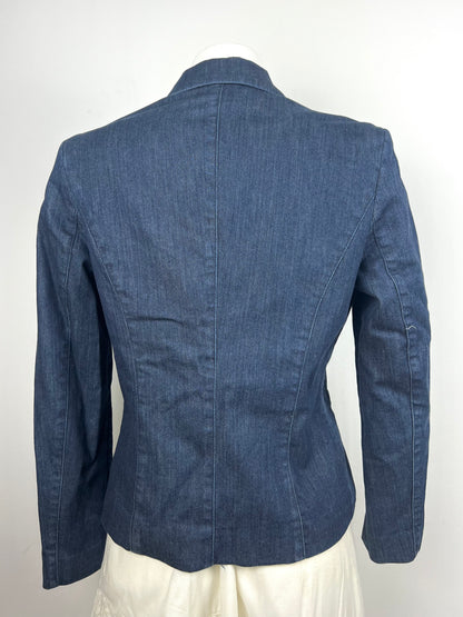 Blue Denim Belted Blazer Jacket