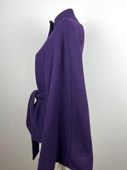 Purple Belted High Neck Jacket