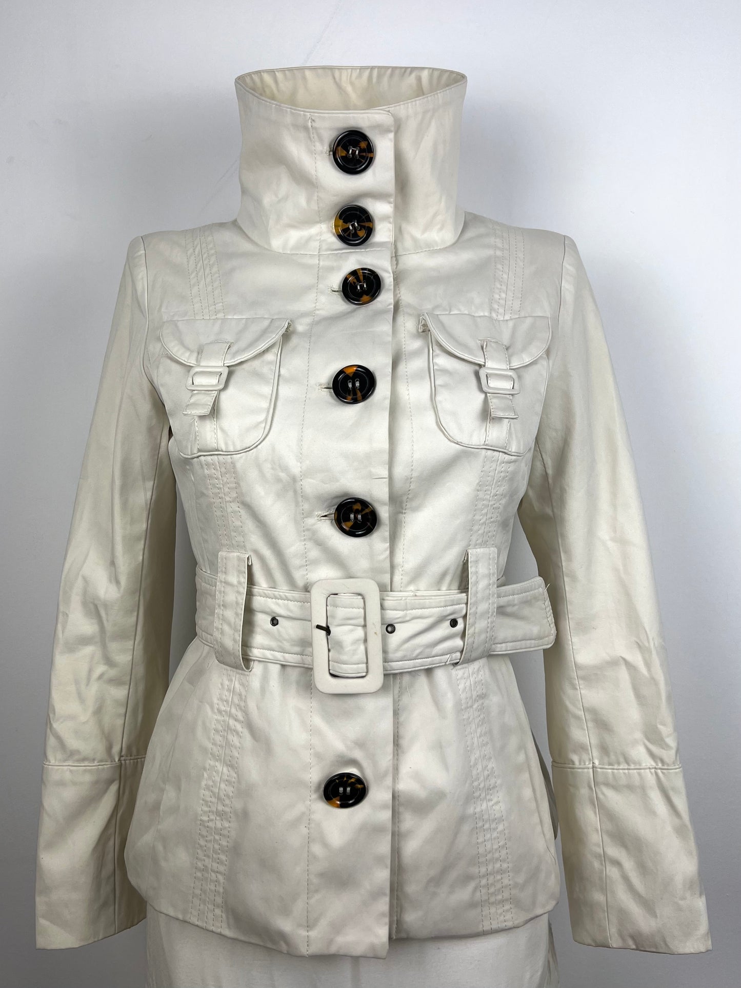 Cream Cotton Belted Safari Jacket