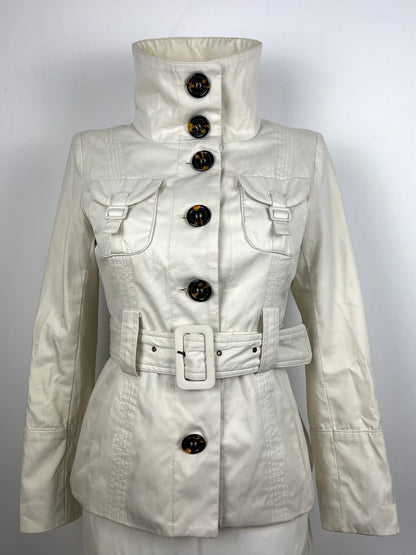 Cream Cotton Belted Safari Jacket