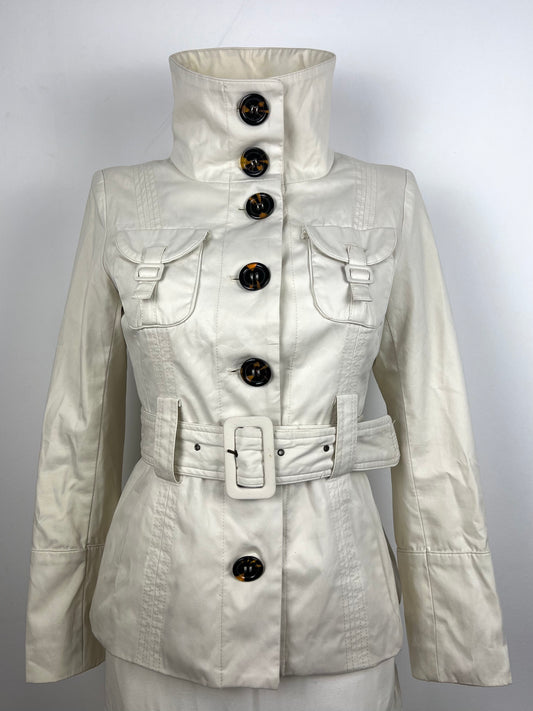 Cream Cotton Belted Safari Jacket
