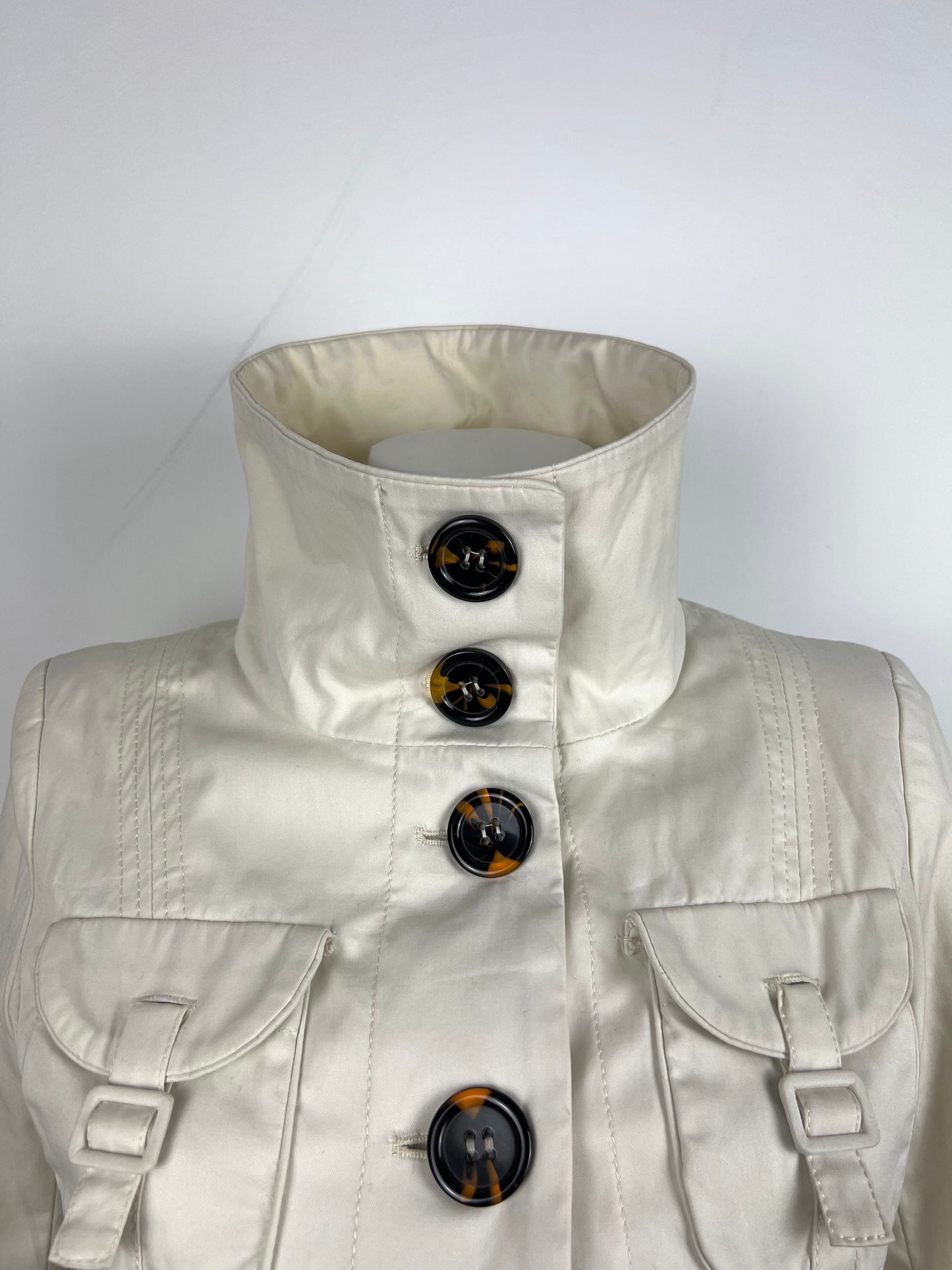 Cream Cotton Belted Safari Jacket