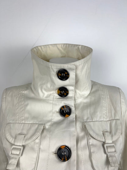 Cream Cotton Belted Safari Jacket