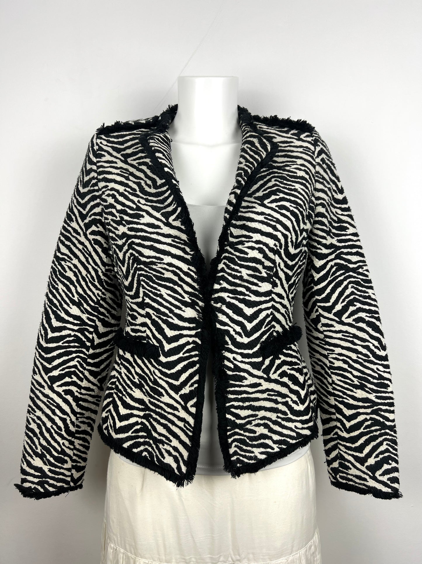 Orsay Zebra Print Fringe Jacket