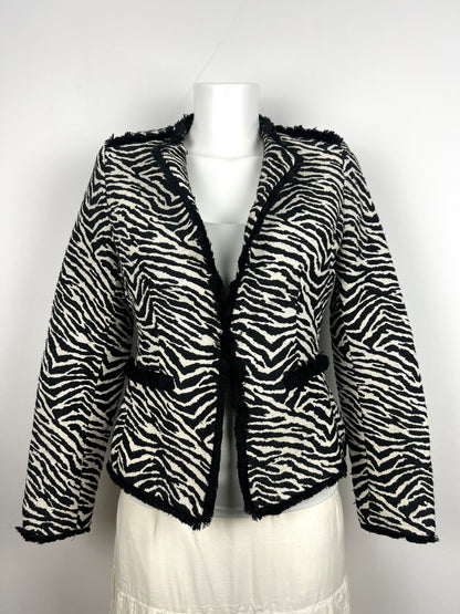 Orsay Zebra Print Fringe Jacket