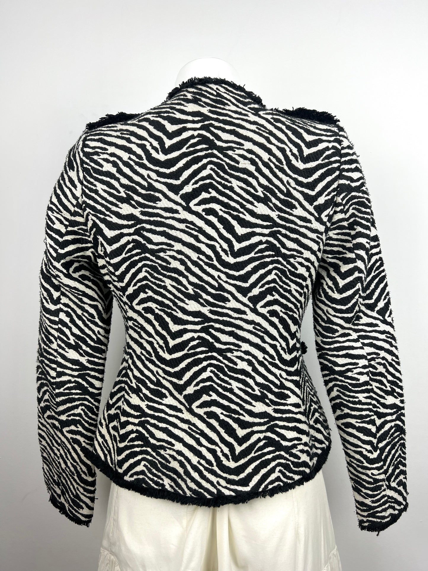 Orsay Zebra Print Fringe Jacket