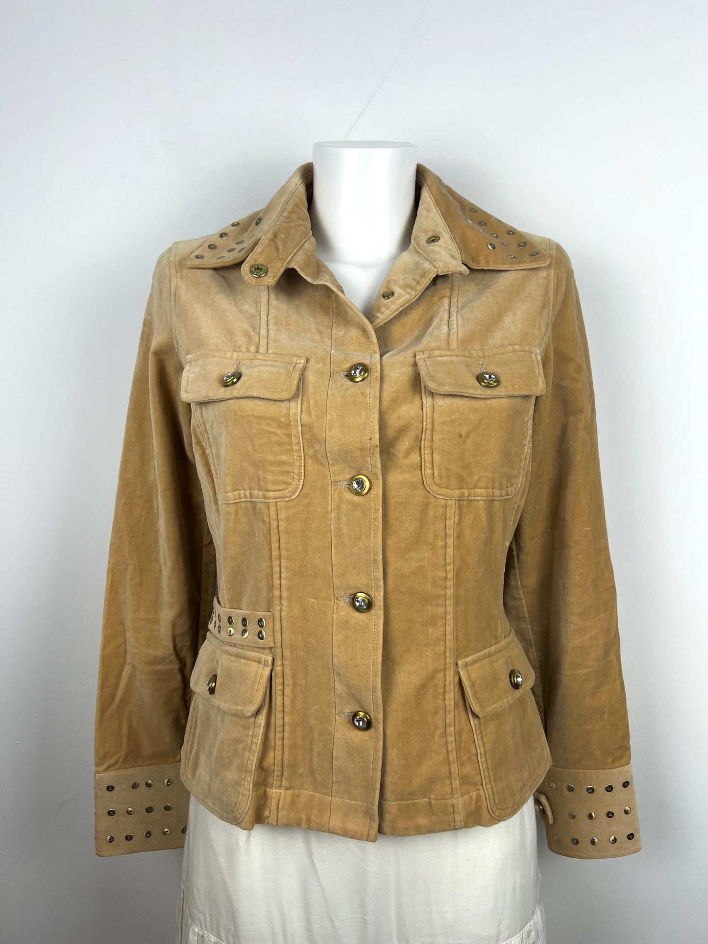 Beige Embellished Velvet Jacket