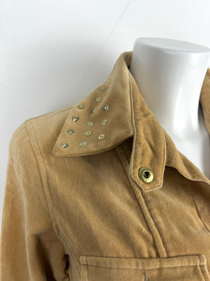 Beige Embellished Velvet Jacket