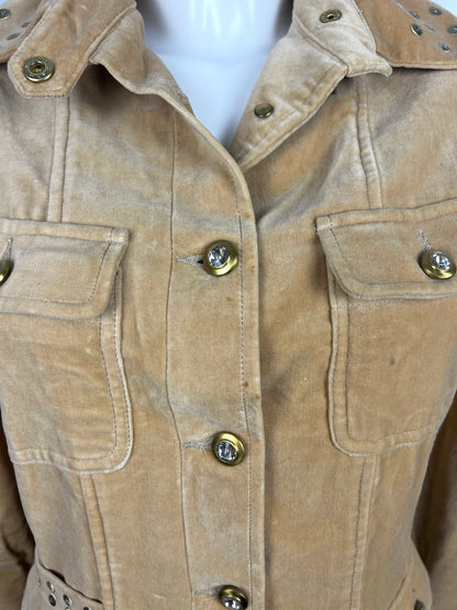 Beige Embellished Velvet Jacket