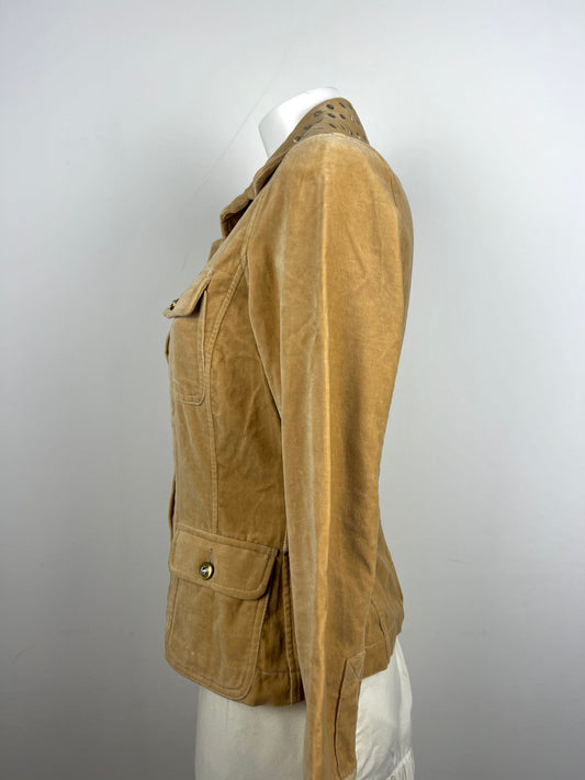 Beige Embellished Velvet Jacket