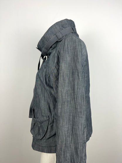 Grey High-Collar Utility Jacket