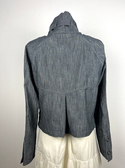 Grey High-Collar Utility Jacket