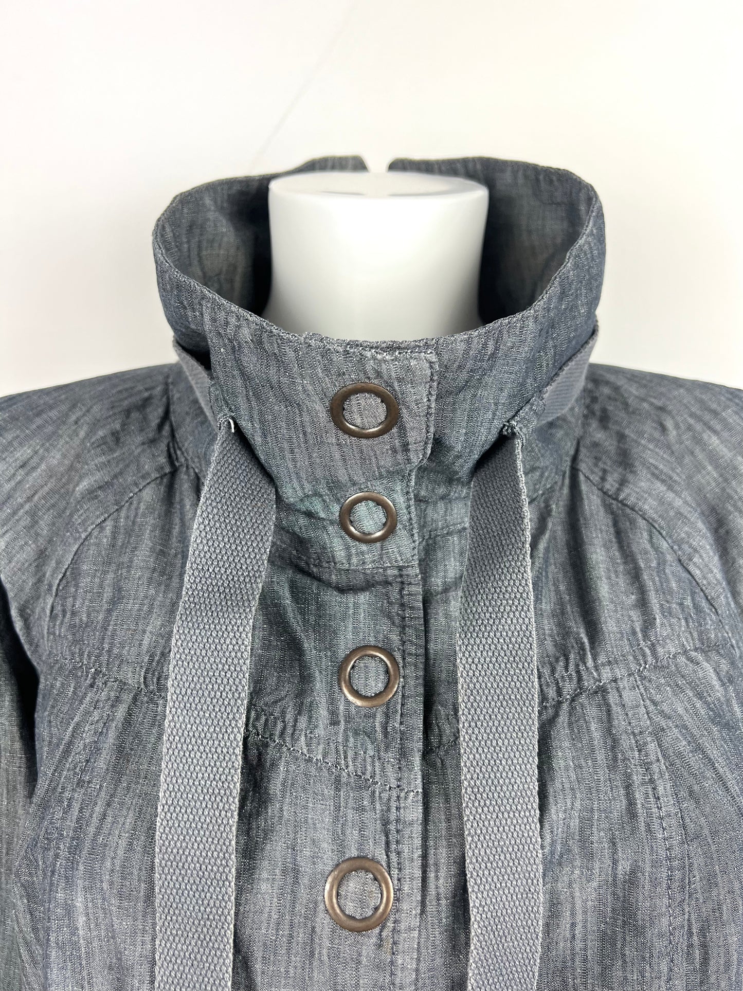 Grey High-Collar Utility Jacket