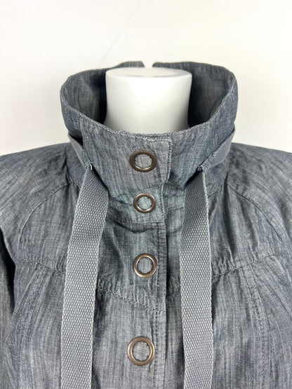 Grey High-Collar Utility Jacket