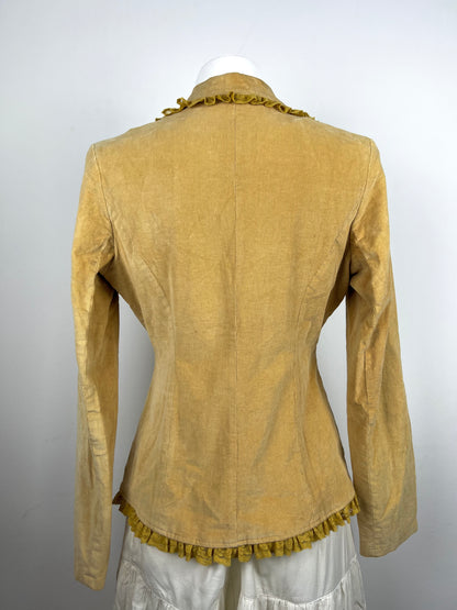 Mustard Corduroy Ruffle Blazer Jacket