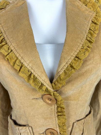 Mustard Corduroy Ruffle Blazer Jacket