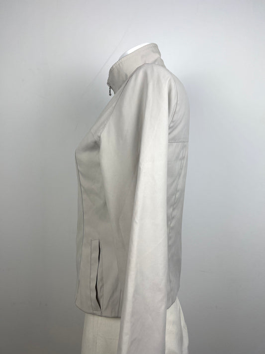 White High Collar Zip-Up Jacket