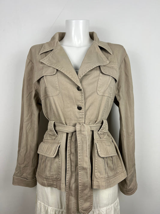 Beige Belted Utility Jacket