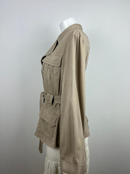 Beige Belted Utility Jacket
