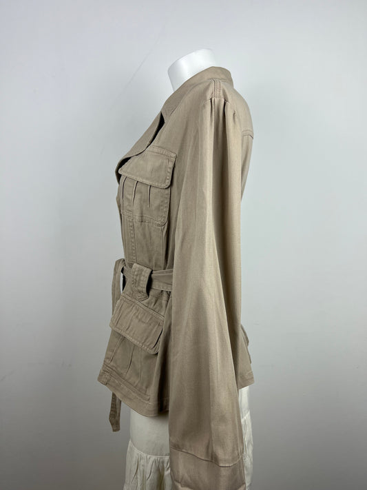 Beige Belted Utility Jacket